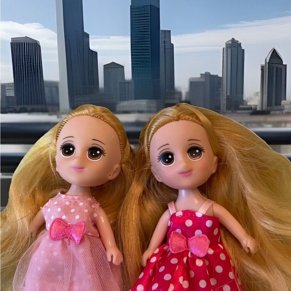 Cute Stone Twins Dolls Set Of 2 5 Inch Big Eyes Mini Dollhouse Replacements